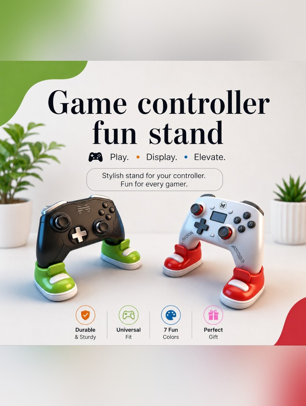 Game Controller GREEN Shoe Holder Display Stand For PS5 & Xbox
